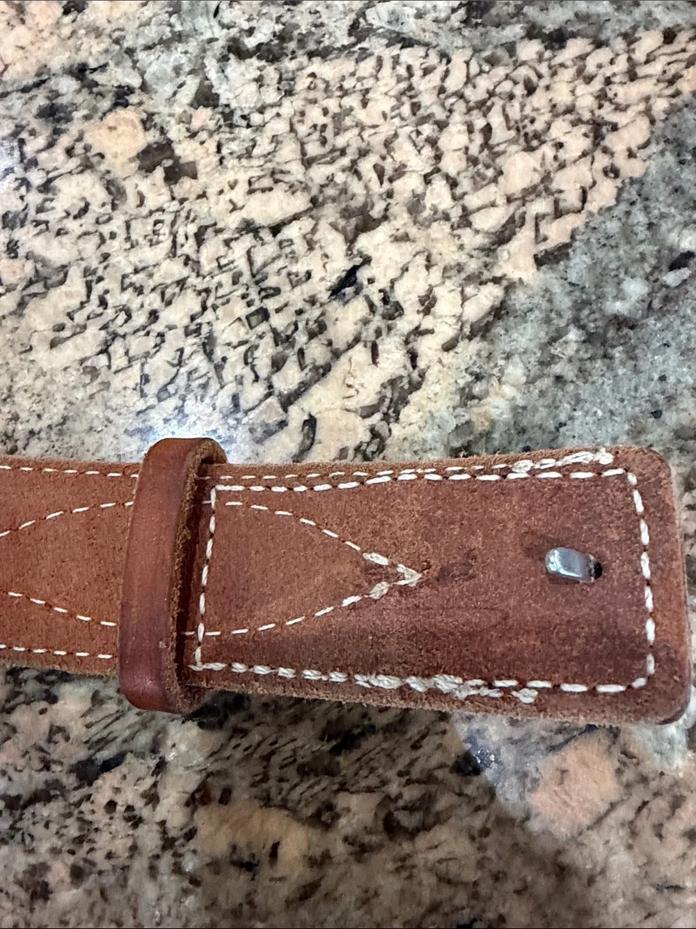 Brown Leather Men’s Adjustable Belt Strap with Contrast Stitching